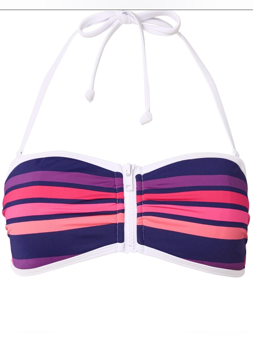 VENUS Navy, Pink and Purple Striped Bandeau Swim Top